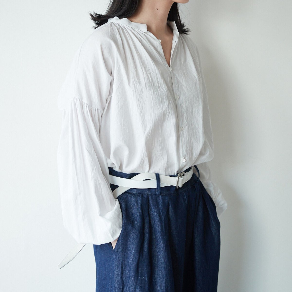 humoresque ユーモレスク gather blouseシルク コットン