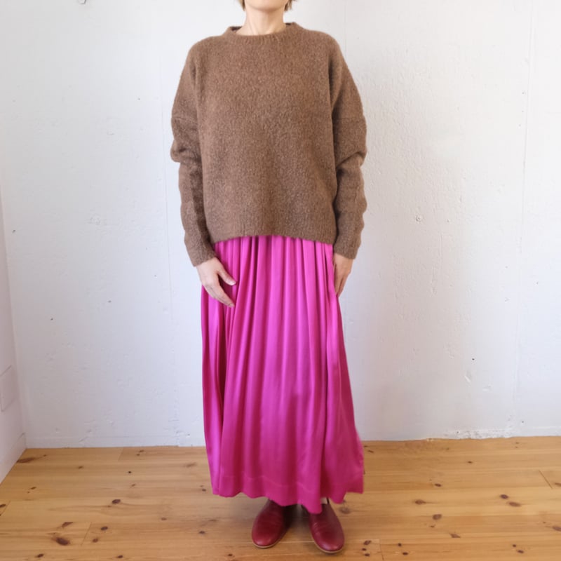 humoresque(ユーモレスク) washed silk satin gather ski