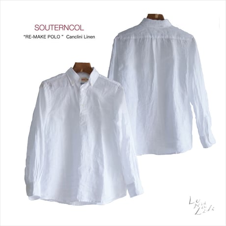 SOUTIENCOL  イタリアCANCLINI社製リネン「RE-MAKE POLO」ポロシャツ型 プルオーバーシャツ