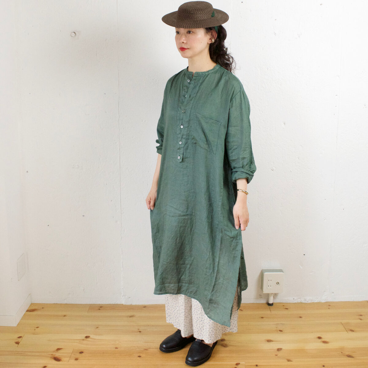 Vlas Blomme シャツコート ワンピース  ロングシャツ ヴラスブラム