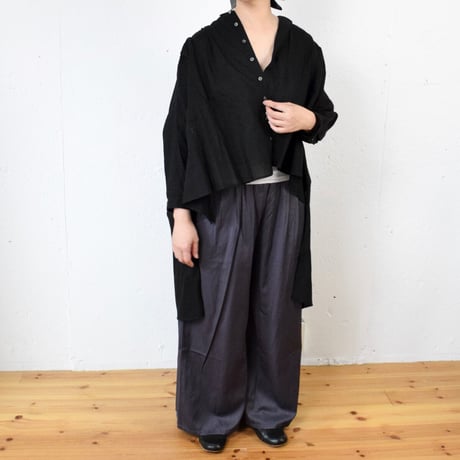suzuki takayuki (スズキタカユキ) long-tail shirt コットンラミー ロングテイルシャツ(ブラック）