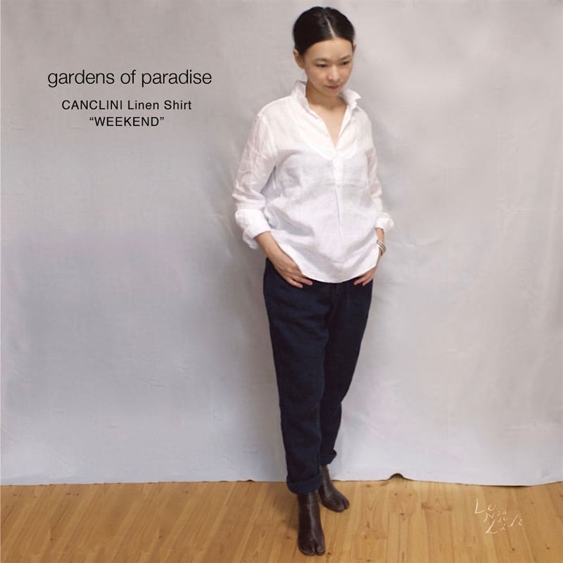 ②ガーデンオブパラダイス イタリア製生地 カンクリーニリネンスタンドカラーシャツ