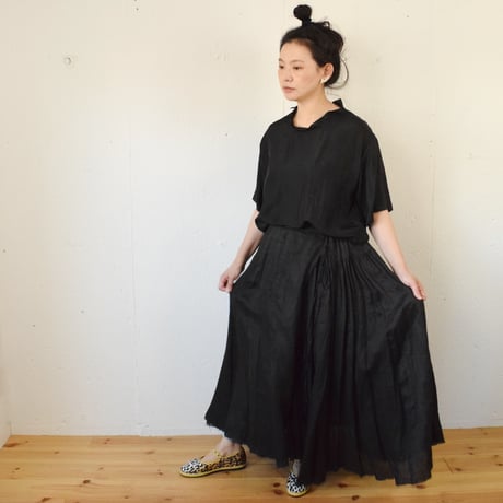 suzuki takayuki( スズキタカユキ) long skirt  リネン ロングスカート / ブラック