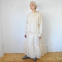 BUNON(ブノン) Khadi Silk Organdy&Embroidery Skirt  シルクオーガンジー+シルクカディ 2重仕立てスカート / エクリュ