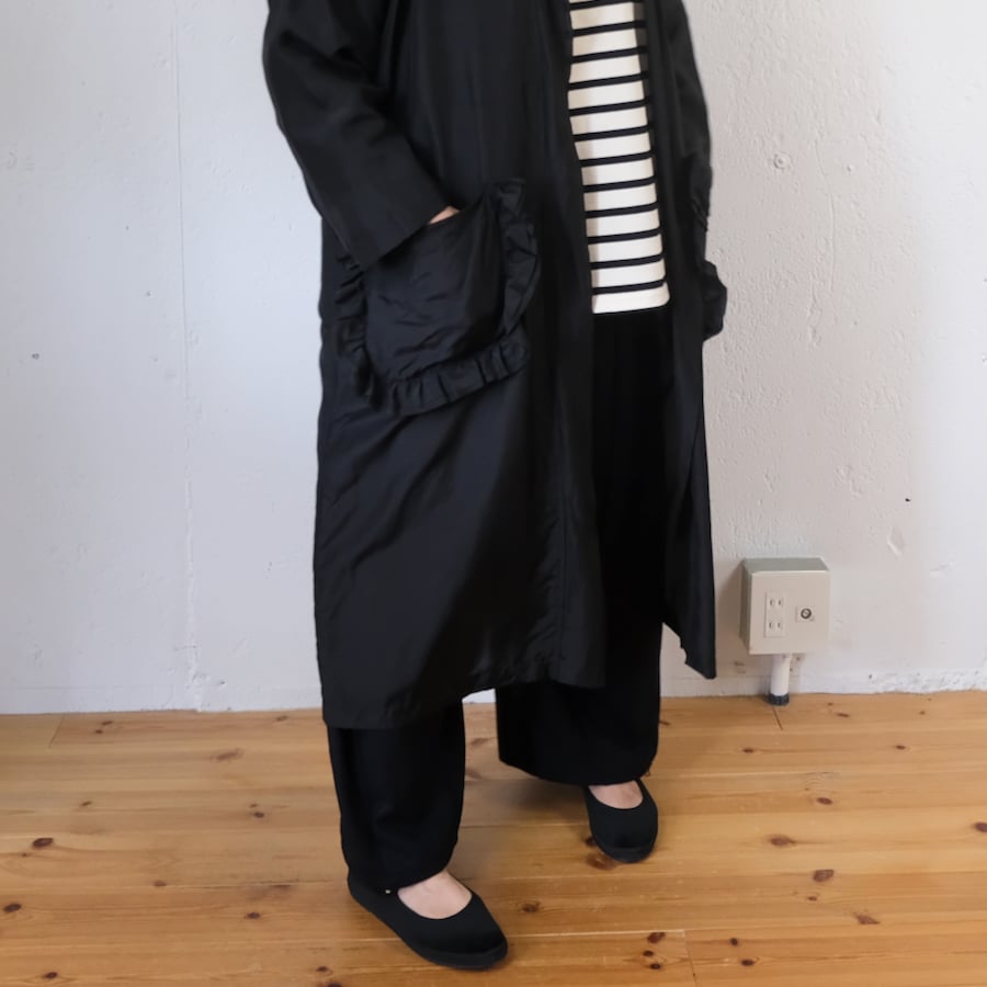 TOWAVASE(トワヴァーズ)Volant silk robeシルク ローブ/black(ブ TOWAVASE(トワヴァーズ)Volant silk robeシルク ローブ/black(ブ