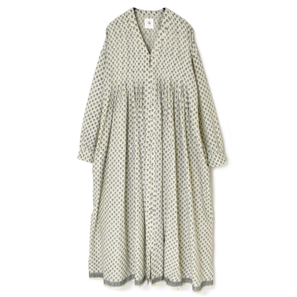 maison de soil❣️ピンタック 総柄ワンピース 花柄 ネイビー Ⅱ