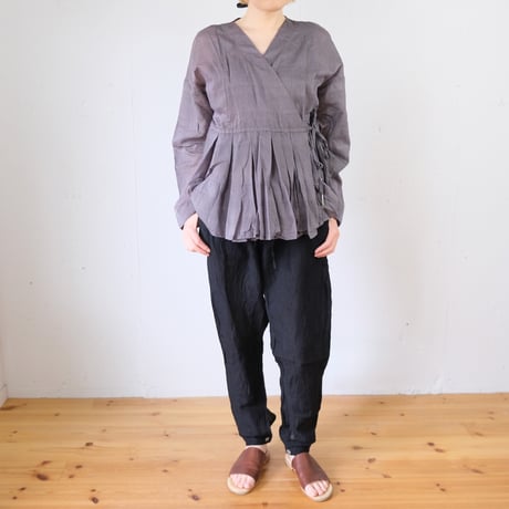 cavane リネン100% カシュクールブラウス cavane リネン100% カシュクールブラウス