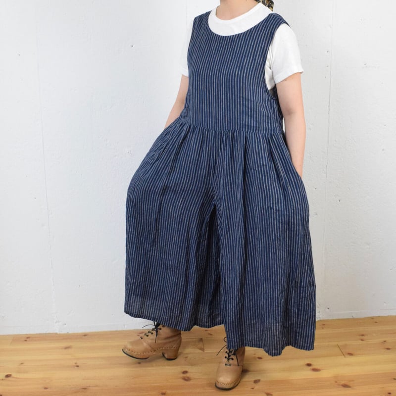 Vlas Blomme(ヴラスブラム) Linen Stripe 2wayサロペット | Le