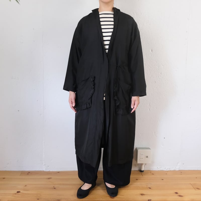 TOWAVASE(トワヴァーズ)Volant silk robeシルク ローブ/black(ブ TOWAVASE(トワヴァーズ)Volant silk robeシルク ローブ/black(ブ