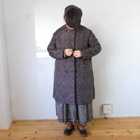 maison de soil（メゾンドソイル）シルクプリント×キルティング ノーカラー ダブルコート
