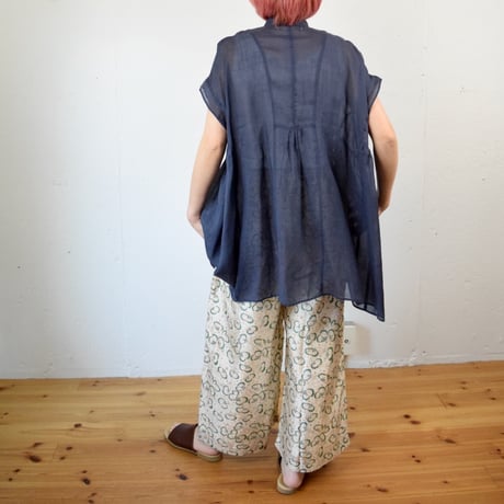 【定番/2025春夏 新色】BUNON(ブノン) シルク 花柄プリント+刺繍 ワイドパンツ