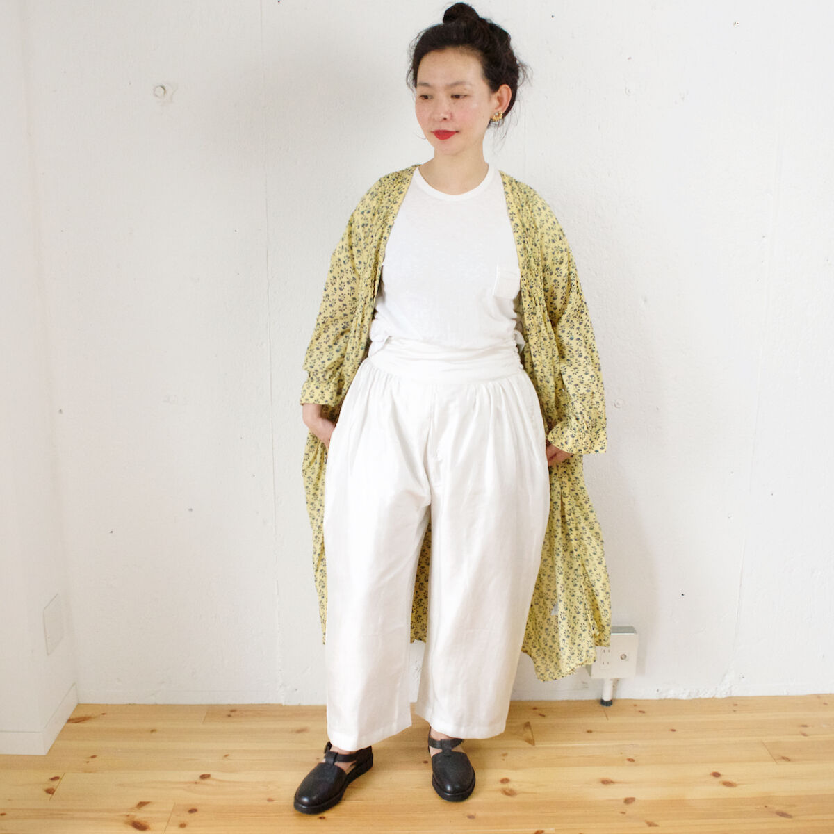 定番】BUNON(ブノン)Khadi Silk Wide Belt Pants カディシルク 