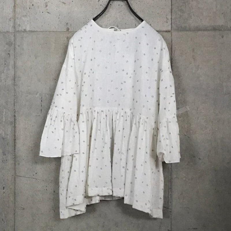 BUNON(ブノン) Wide Sleeve Blouse 手織りリネン+zari刺繍 ワイド BUNON(ブノン) Wide Sleeve Blouse 手織りリネン+zari刺繍 ワイド