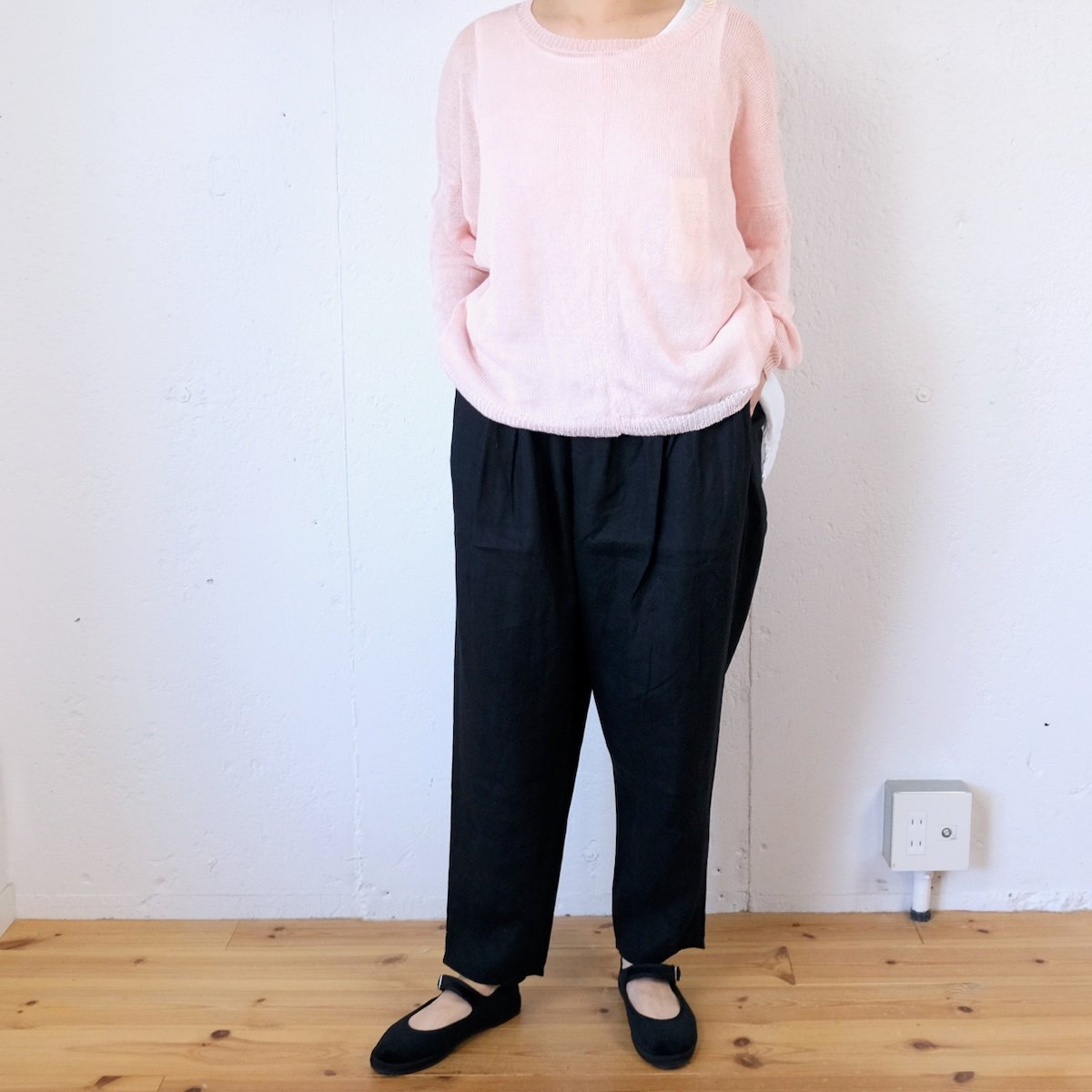 suzuki takayuki (スズキタカユキ) shalwar pants リネン テーパードパンツ /ブラック