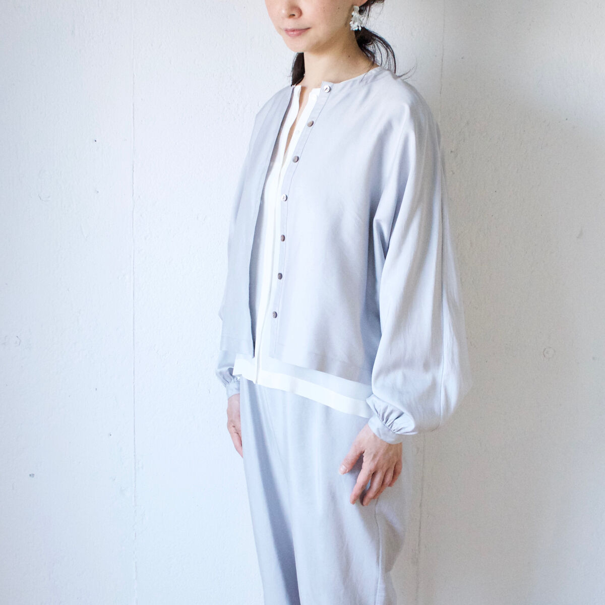 humoresque(ユーモレスク) collarless jacket コットンシルク 単衣ジャケット