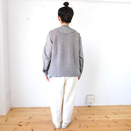 TOWAVASE(トワヴァーズ）Panier カシミヤ カシュクール 手編みベスト /TAUPE