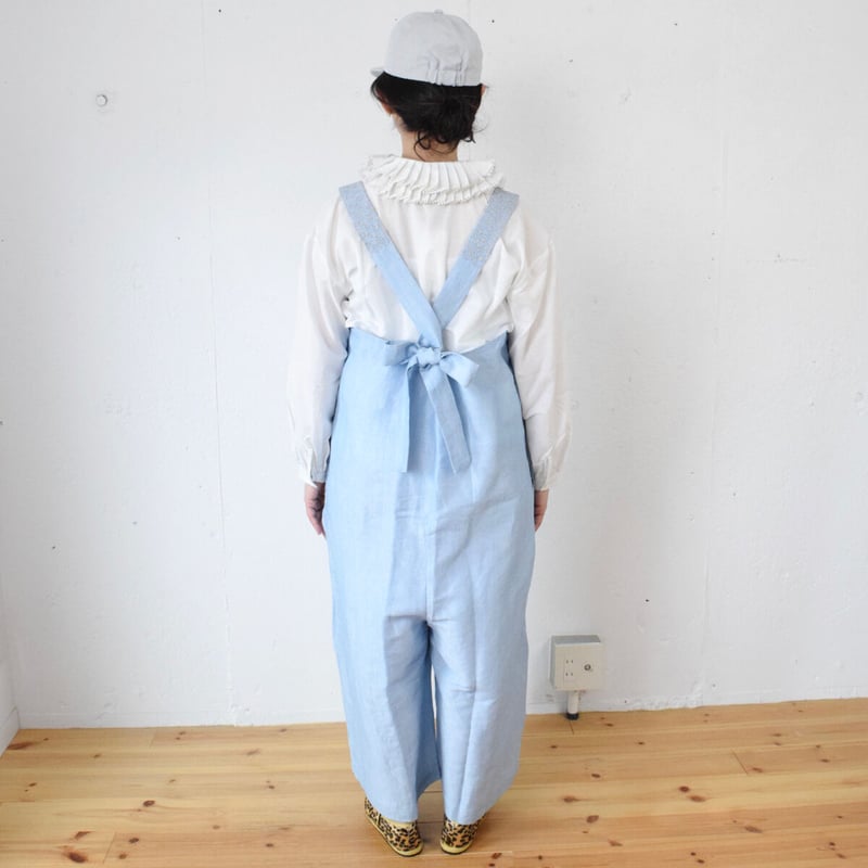 BUNON(ブノン) Embroidery Overalls リネンコットン サロペット |