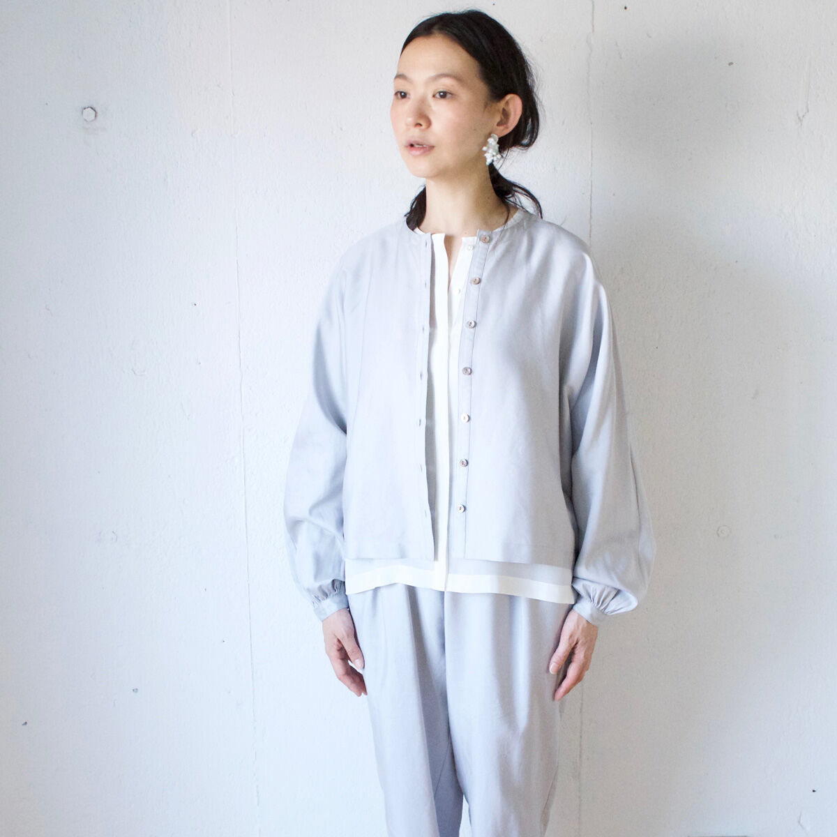humoresque(ユーモレスク) collarless jacket コットンシルク 単衣...