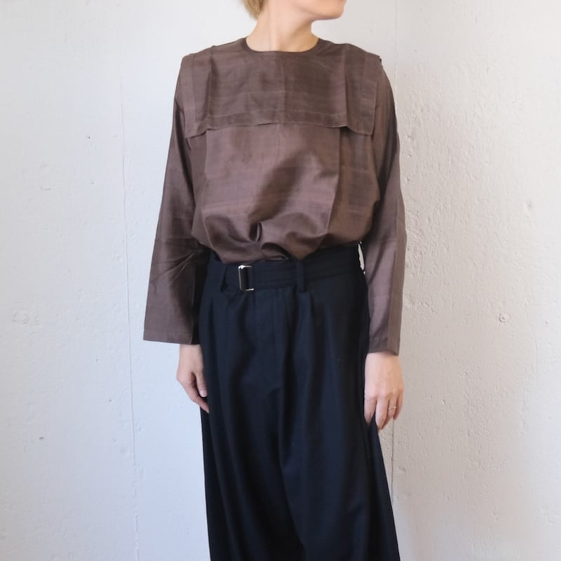 希少BUNON Back Button Blouse シルクブラウスブノン