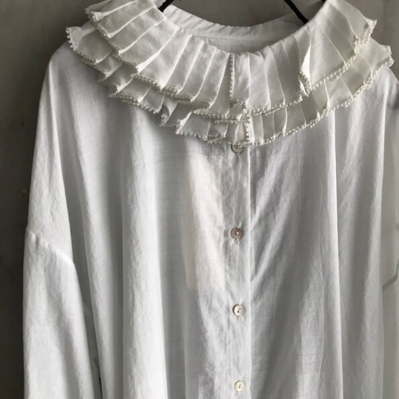 BUNON(ブノン) Frill Collar Blouse コットンシルク フリル衿ブラウス...