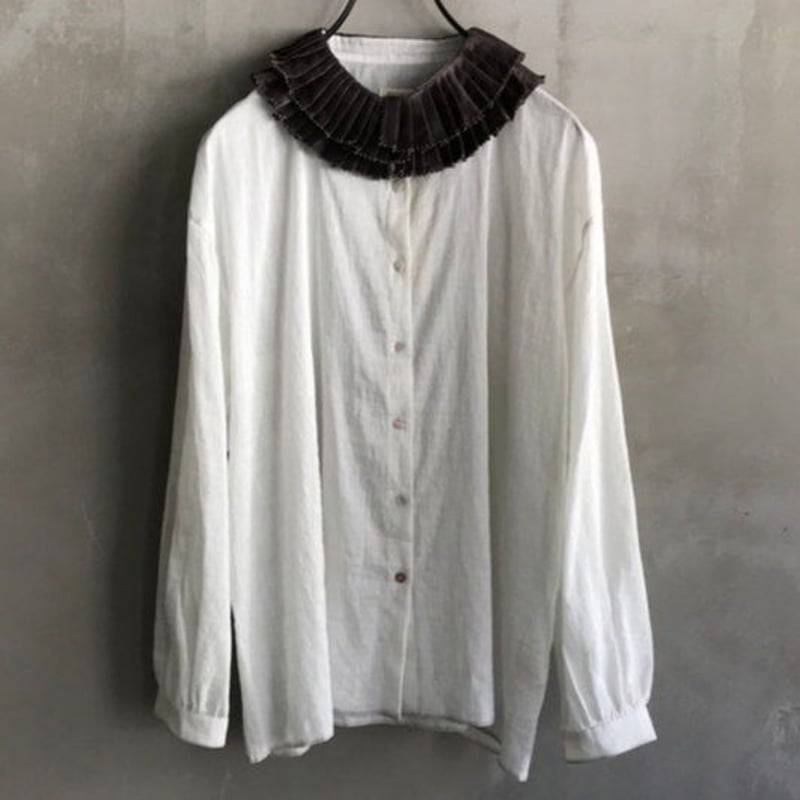 BUNON(ブノン) Frill Collar Blouse シルクコットン フリルカラー ブ...