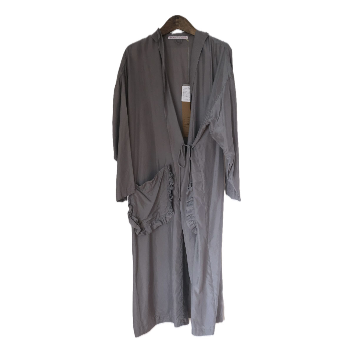 TOWAVASE(トワヴァーズ）Volant silk robe シルク ローブ/light grey(グレー)