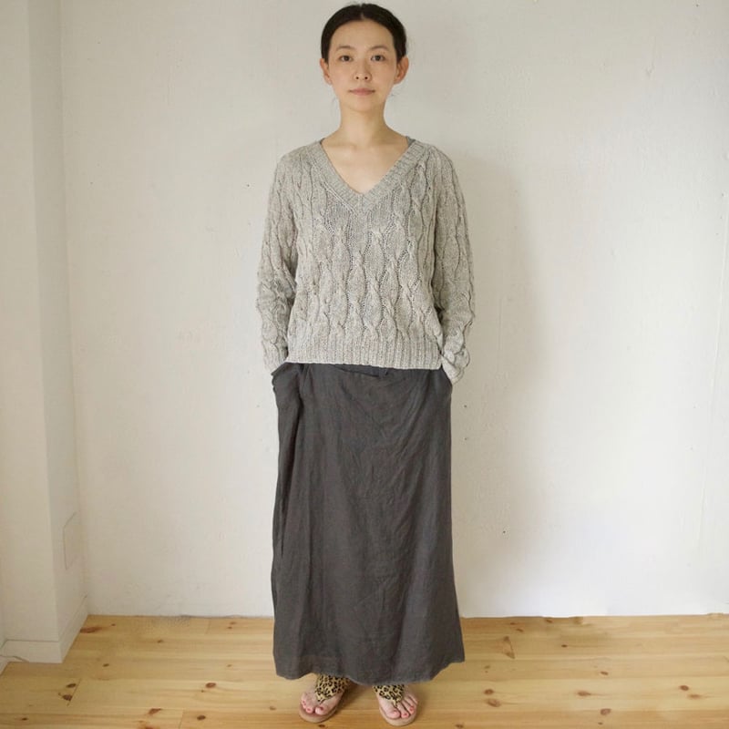 Vlas Blomme(ヴラスブラム) コルトレイクリネン タブリエ付きスカート  