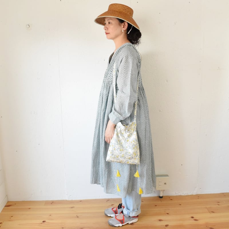定番/2024SS新色】BUNON(ブノン) シルク 花柄プリント+刺繍 巾着 