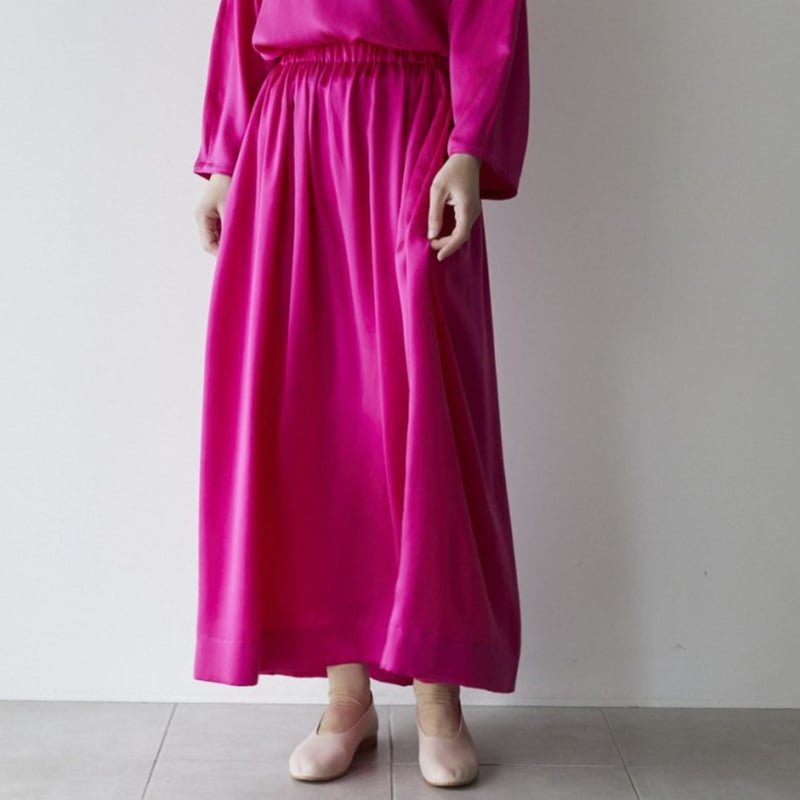 humoresque(ユーモレスク) washed silk satin gather ski...