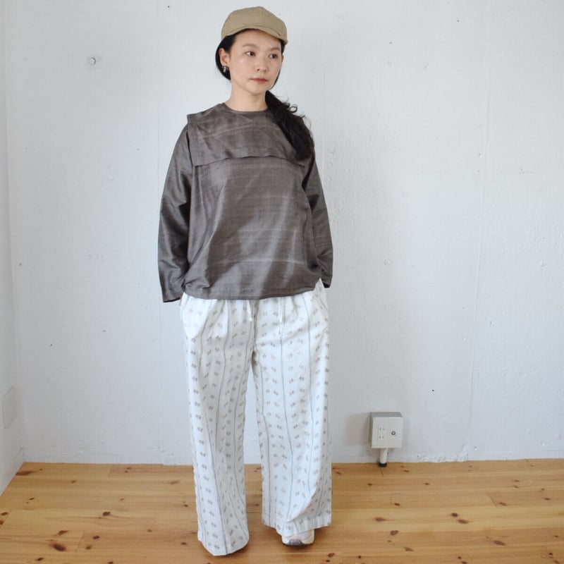 定番】BUNON(ブノン) Back Button Sailor Blouse カディシルク 
