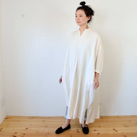 suzuki takayuki (スズキタカユキ) peasant dress リネンレーヨン ペザントドレス（オフホワイト)