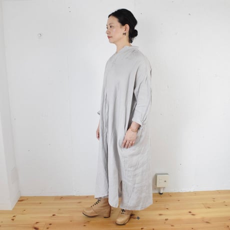 suzuki takayuki (スズキタカユキ) peasant dress 裏起毛リネン ペザントドレス /グレー
