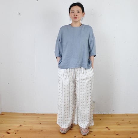 BUNON(ブノン) Embroidery Tuck Pants  コットンシルク 刺繍 タックパンツ