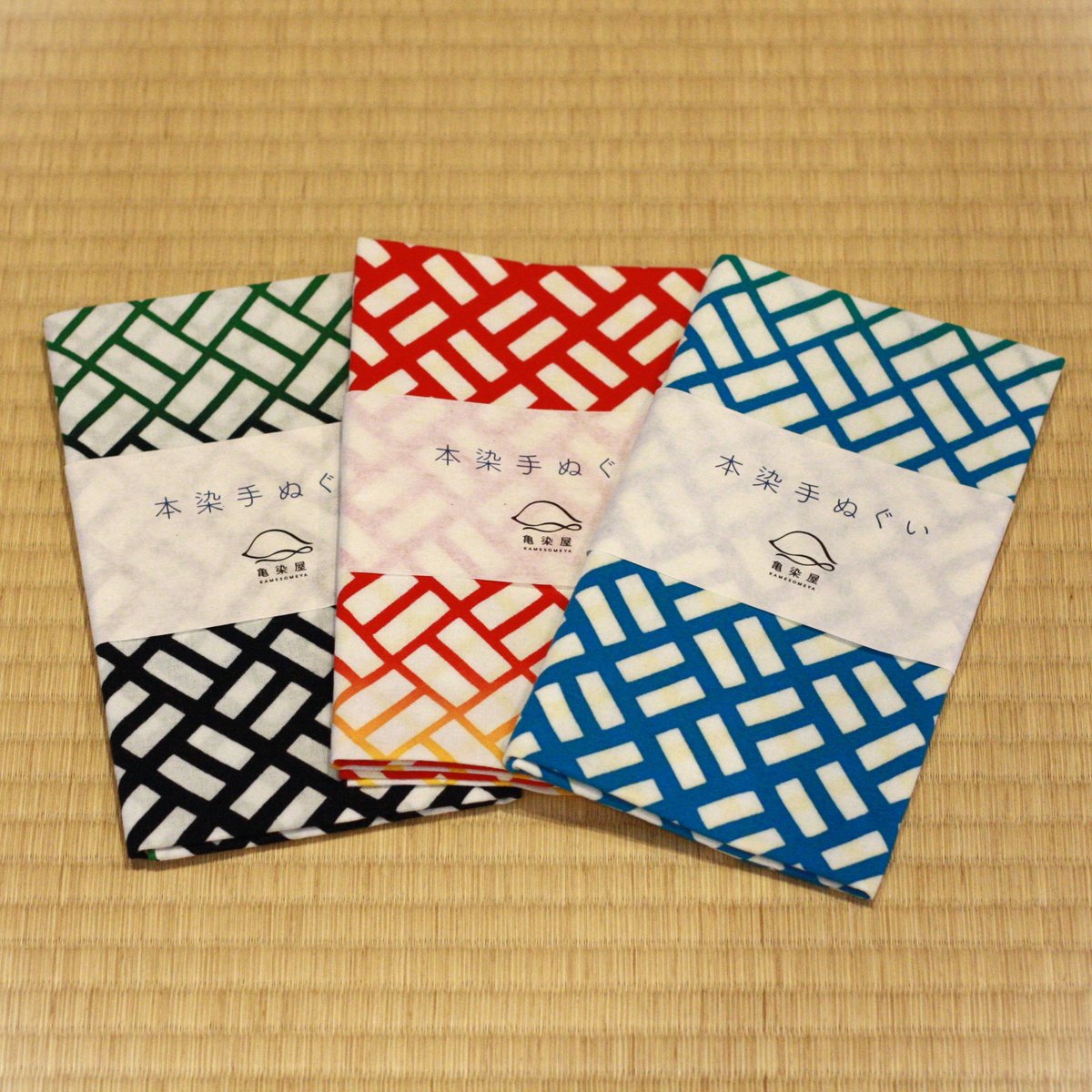 ☆3種のグラデ☆本染め手拭い【二崩し模様】 | 亀染屋・祝の印