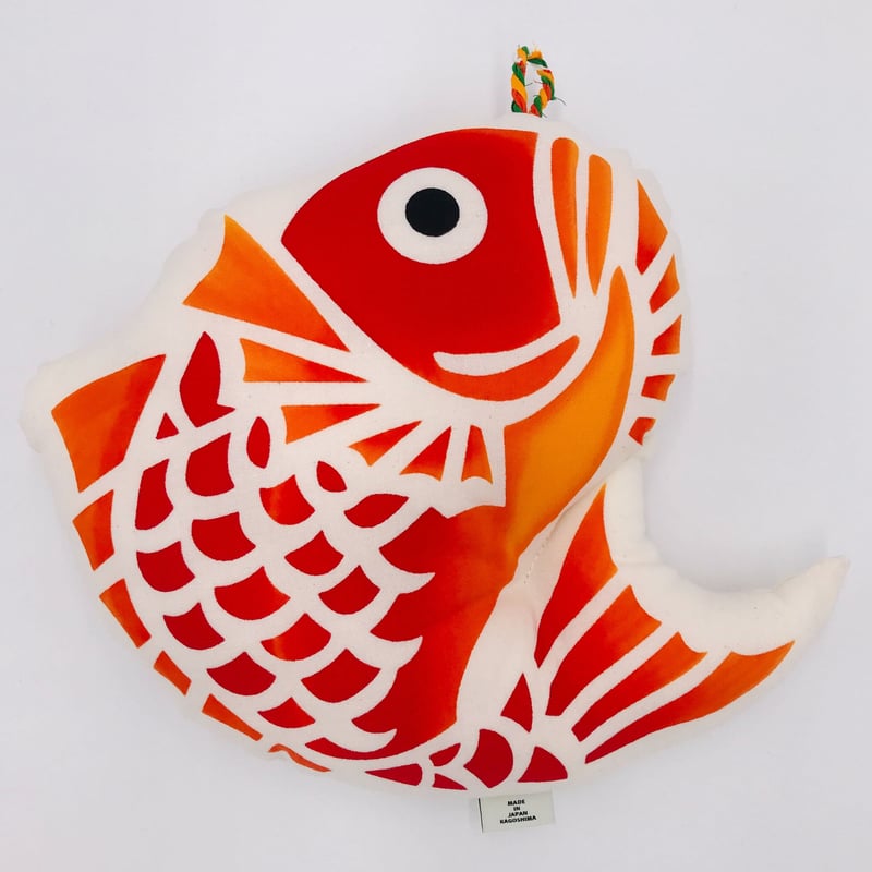 型染「クッション（中入り）魚紋柄」１ツ【 送料確認用出品 】 大漁雲（クッション） | 亀染屋・祝の印