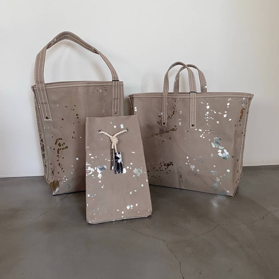 TEMBEA painter tote トートバッグ　箔　シルバー　ペンキ TEMBEA painter tote トートバッグ 箔 シルバー ペンキ