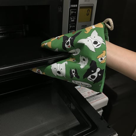 【即納】鍋つかみにもなる鍋敷き　オリジナルボーダーコリー柄