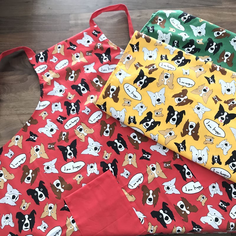 ZOO 赤オレンジバラ柄エプロン ターコイズ水玉 ピンクポンポン ZOO様