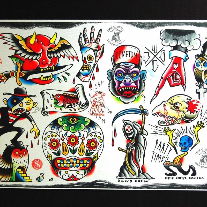 Split tattoo flash Set with 