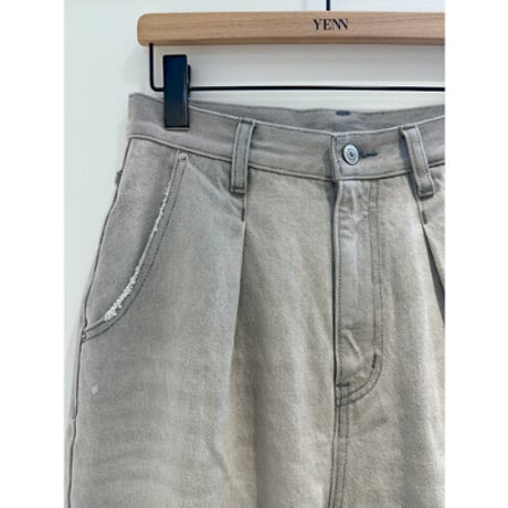 【YENN】HIGH RISE TUCK WIDE　ライトグレー
