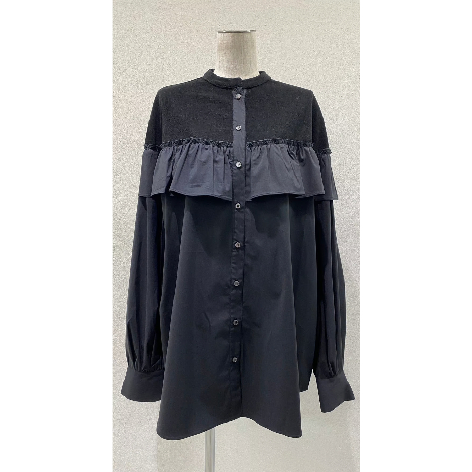 CYAN TOKYO】パイルコンビフリルシャツ | selectshop kusukusu CYAN TOKYO】パイルコンビフリルシャツ | selectshop kusukusu