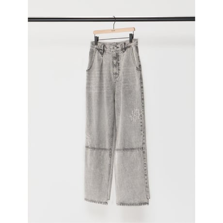【YENN】HIGH RISE TUCK WIDE PT L/GRAY