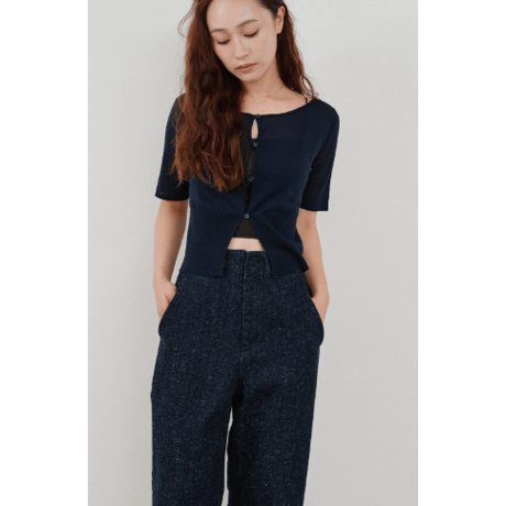 【Hella】cropped sheer knit cardigan　※納期4月中旬〜5月中旬