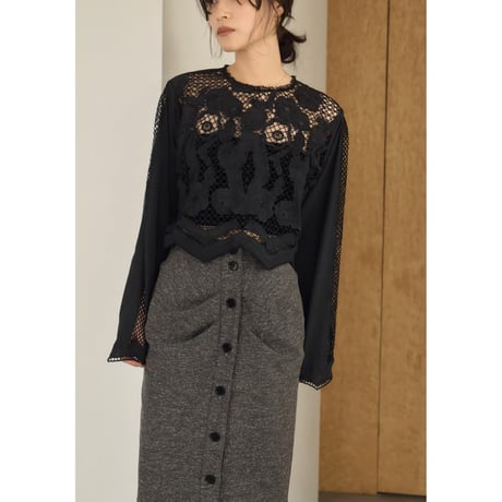 【Hella】EMBROIDERY LACE BLOUSE