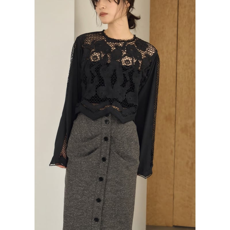トップス Hella EMBROIDERY LACE BLOUSE Hella】EMBROIDERY LACE BLOUSE | selectshop kusu