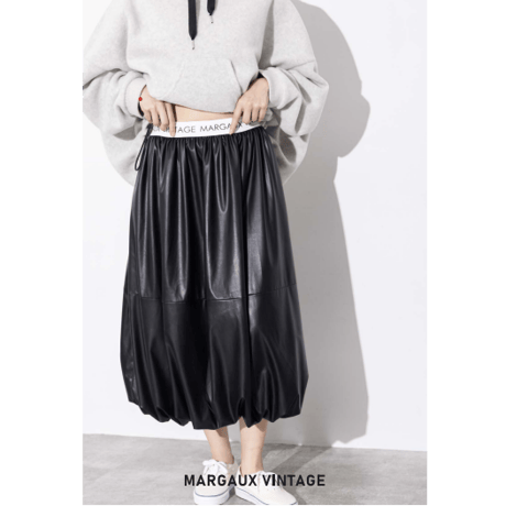 【MARGAUX VINTAGE】バルーンレザースカート