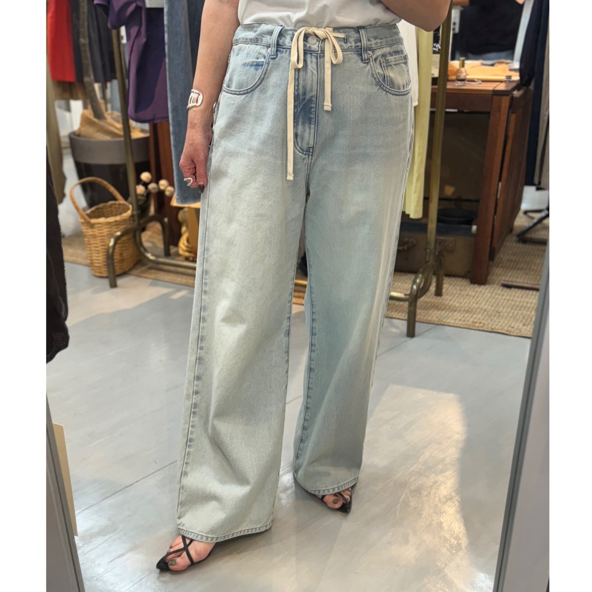 kusukusu別注カラー✨【cafune】draw string loose denim |