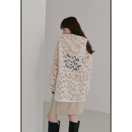 【Hella】flower lace hoodie※納期9/中〜10/中