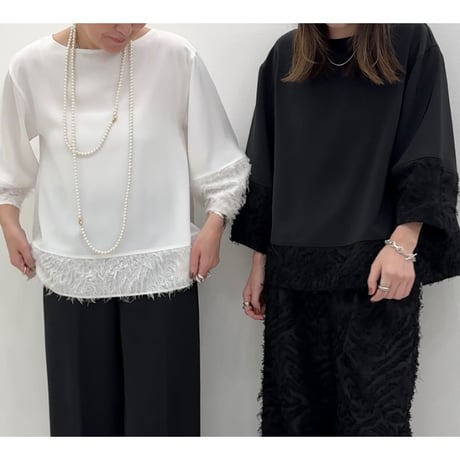 【kusukusuオリジナル】Jacquard Switching Blouse