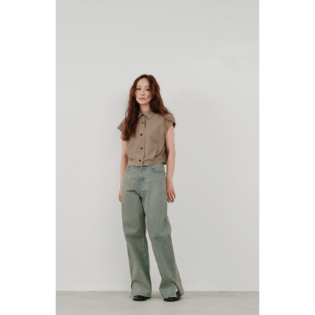 【Hella】cut off cropped shirt　※納期4月中旬〜5月中旬